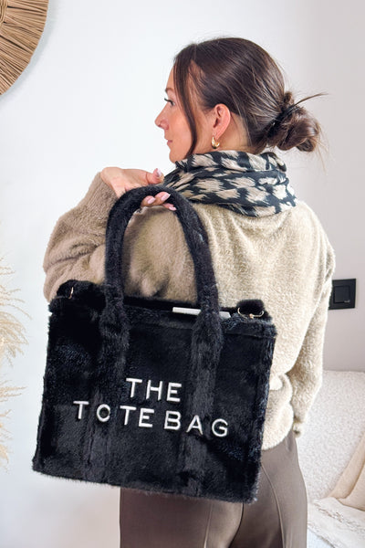 Tote Bag Fourrure Noir Rigide (15264217792837)