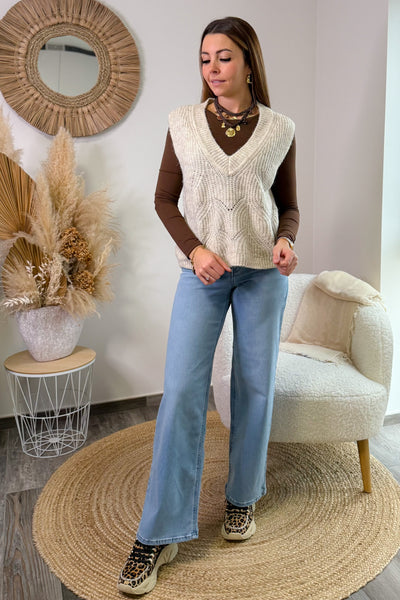 Pull Gila Sans Manches Beige Only