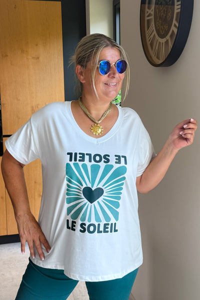 T-Shirt " Le Soleil" Bleu Canard GT (15249779523909)