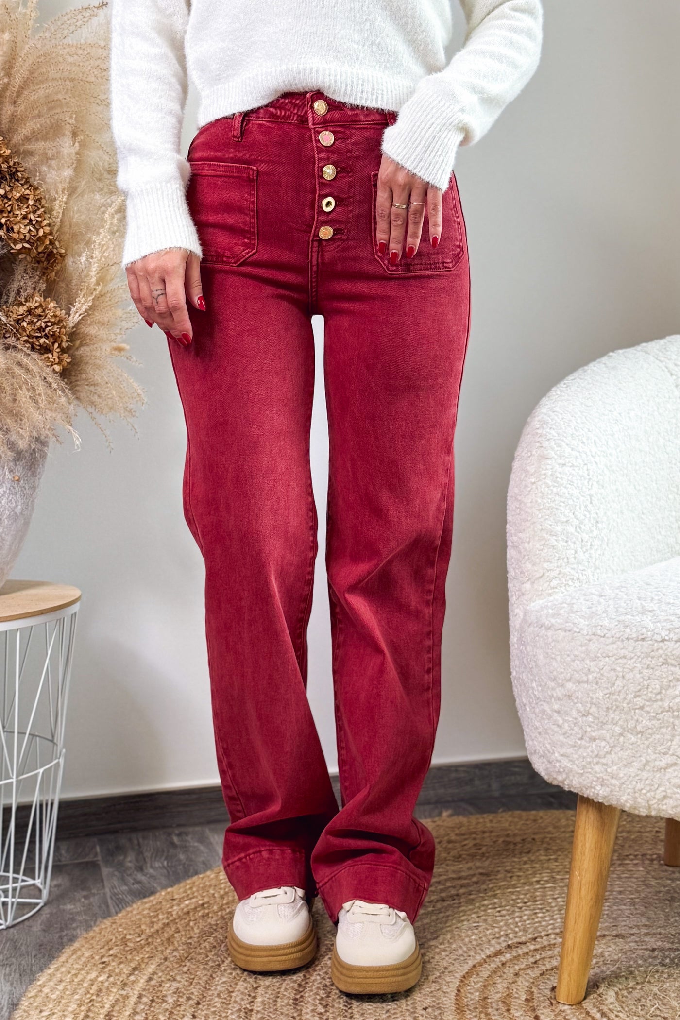 Jeans Wide Leg YY6132YX2 Bordeaux (15314203672901)