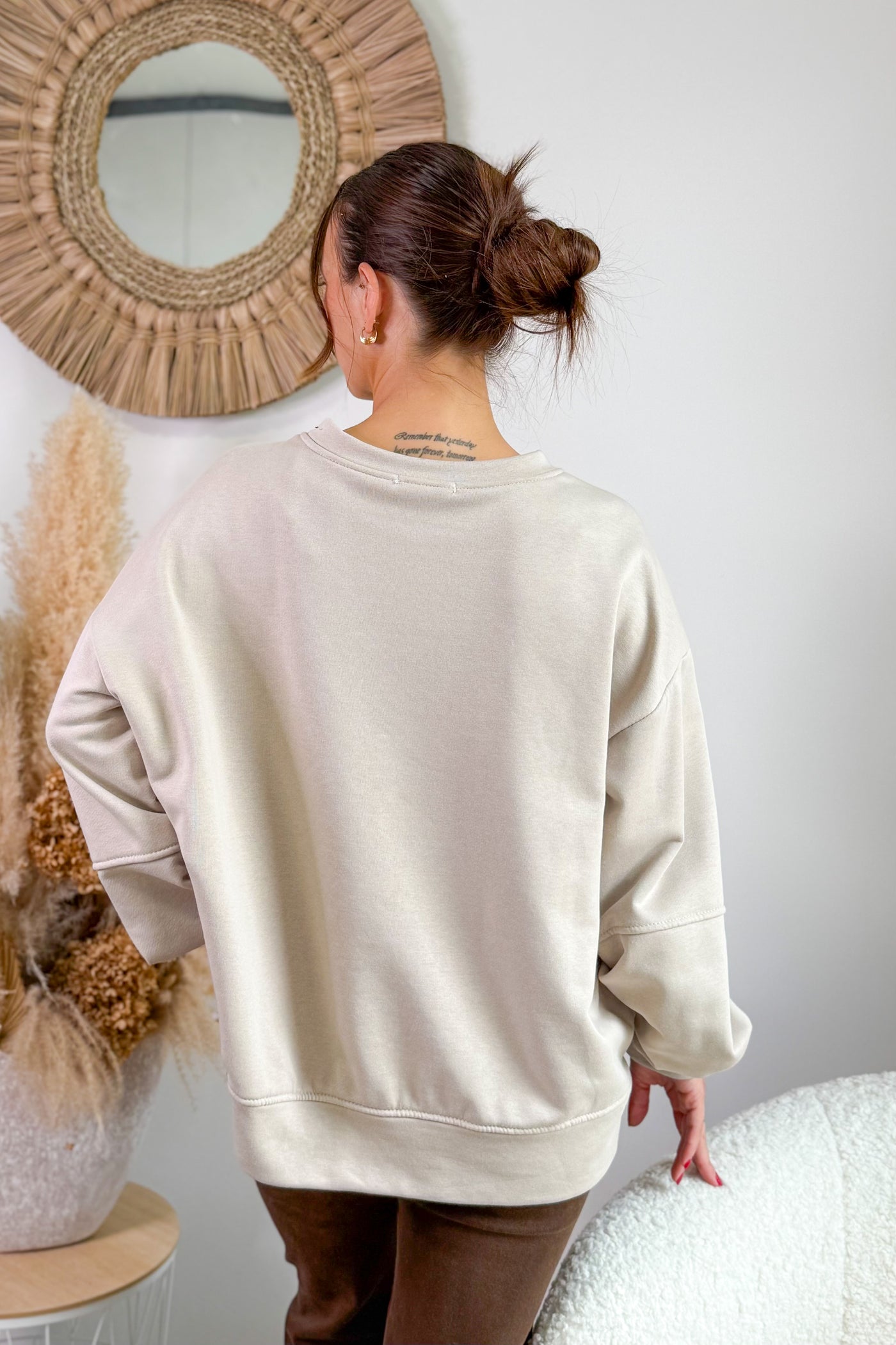 Sweat "Look Back" Beige/Jaune (15315034964293)