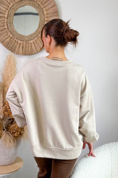 Sweat "Look Back" Beige/Jaune (15315034964293)