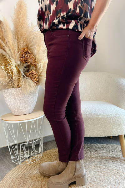 Jeans Slim Taille Haute Bordeaux (9688705827141)