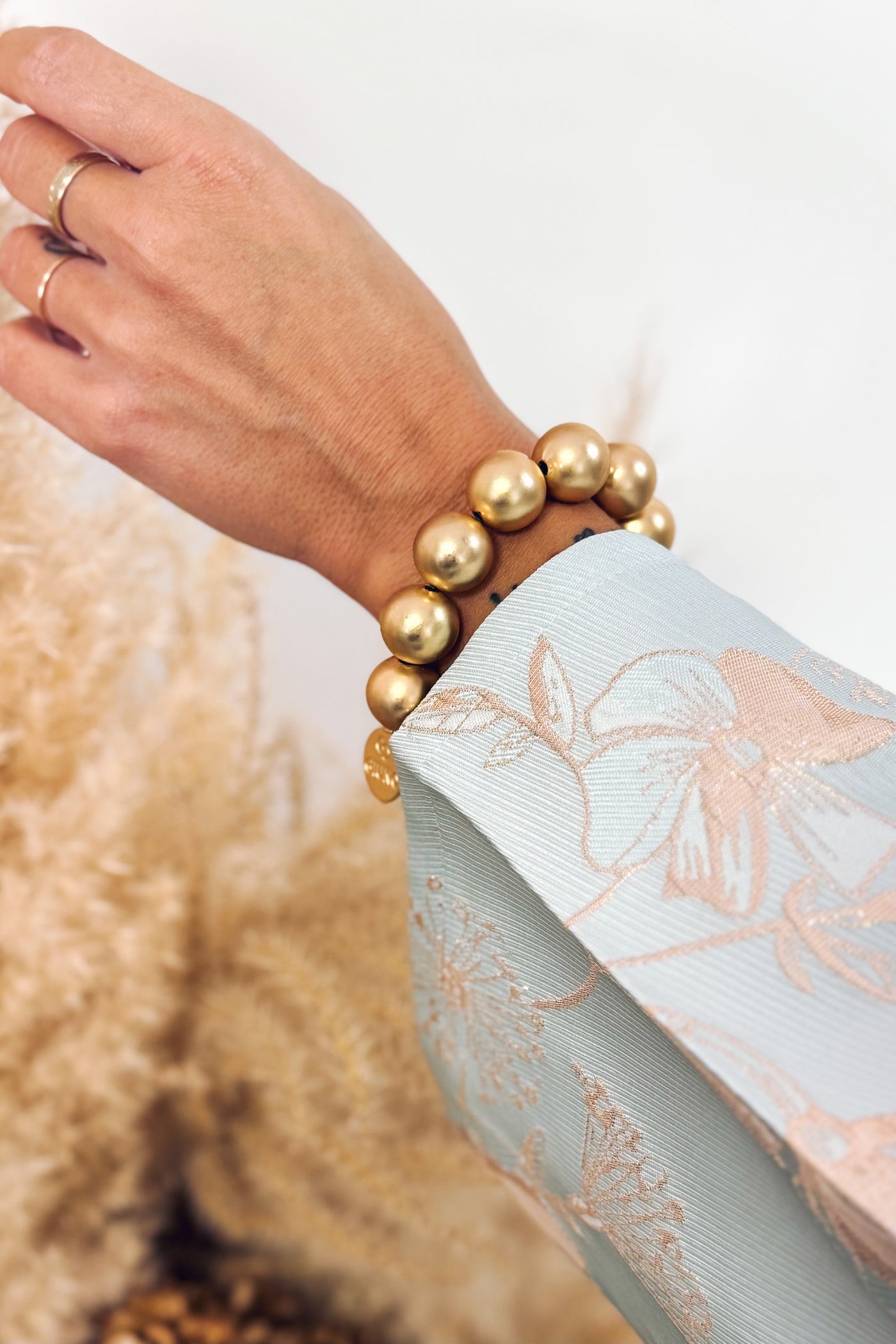 Bracelet Grosses Perles Doré