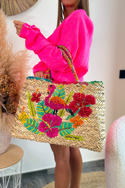Sac En Paille Flamand Rose Multi (15054634844485)