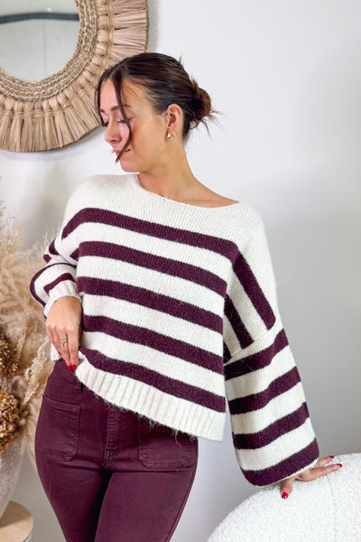 Pull Aya Ecru/Bordeaux Only (15314200035653)