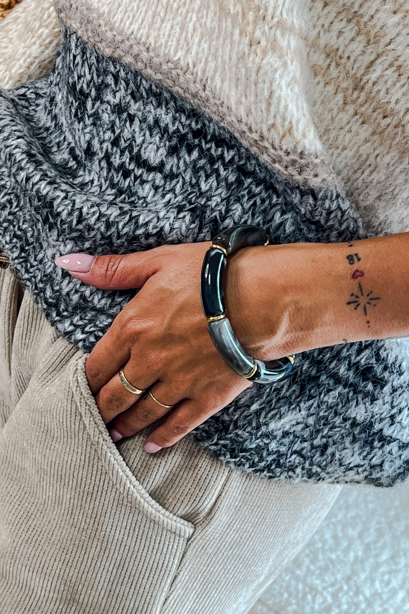 Bracelet Pierre Noir/Gris (9661415817541)