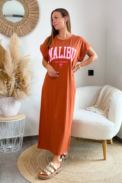 Longue Robe T-shirt Malibu Brique (15173629247813)