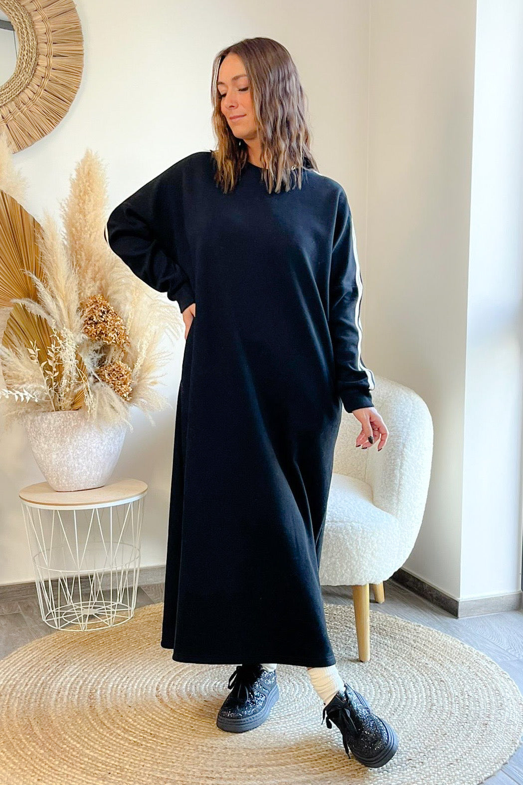 Longue Robe Pull Gina Noir (9739510645061)