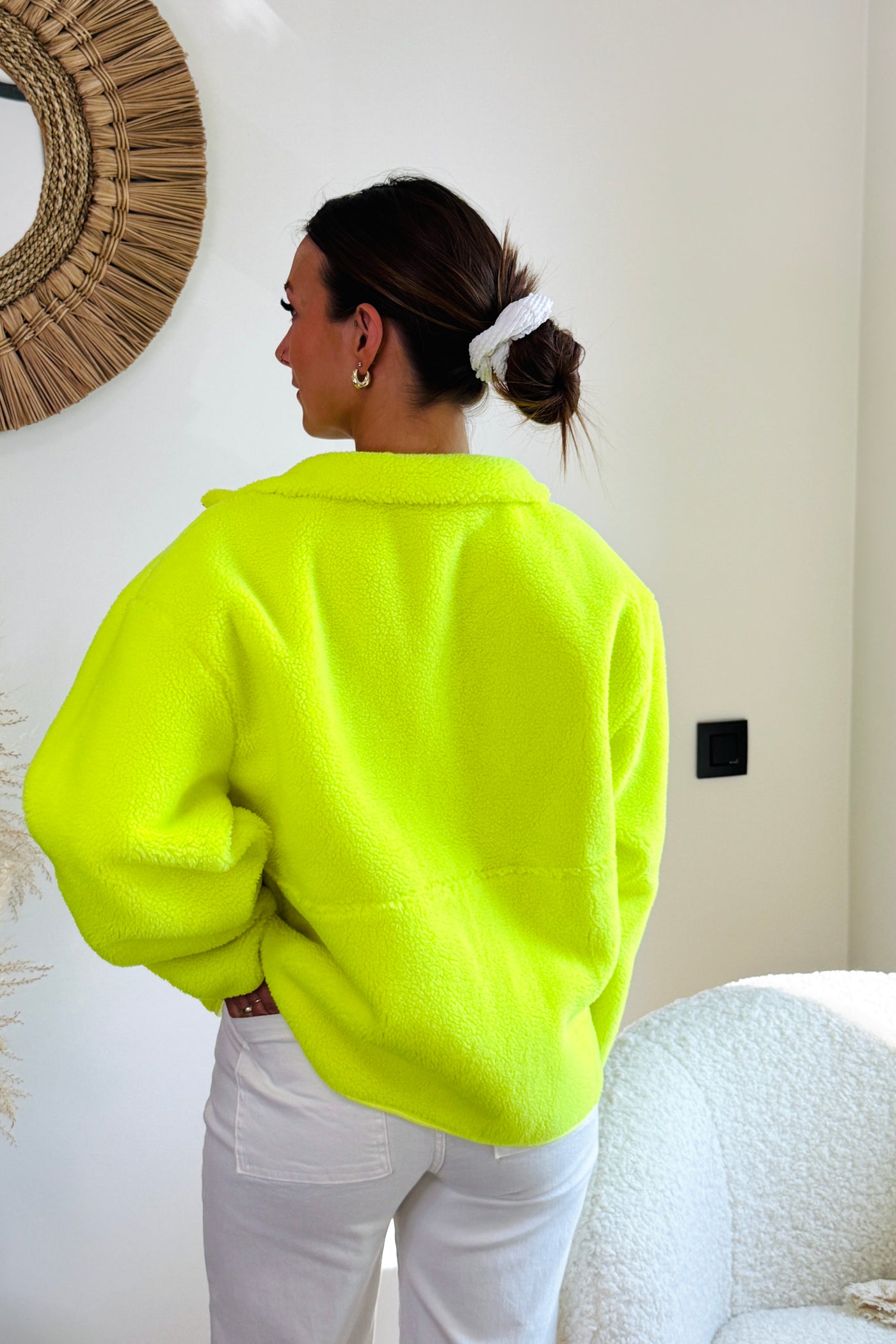 Gilet Teddy Gisèle Jaune Fluo Manches Longues (15095098442053)