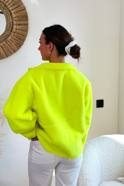 Gilet Teddy Gisèle Jaune Fluo Manches Longues (15095098442053)