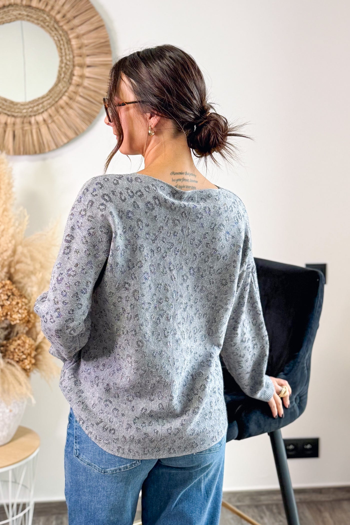 Pull Francesse Léopard Gris Anthracite