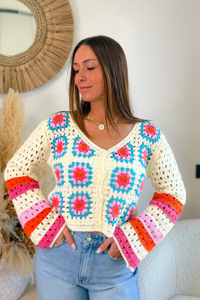 Gilet Crochet Melie Ecru (15017095692613)