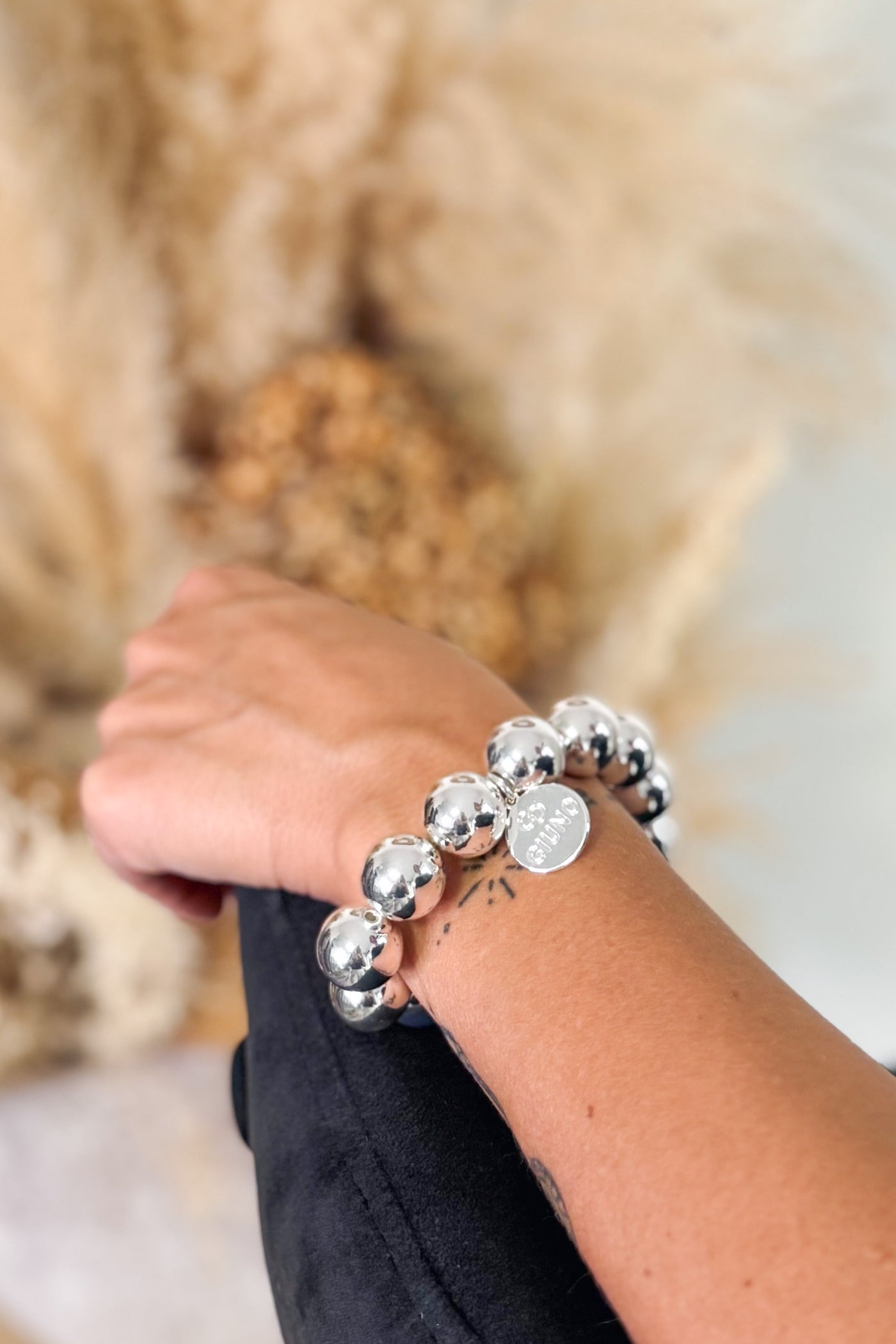 Bracelet Grosses Perles Argenté