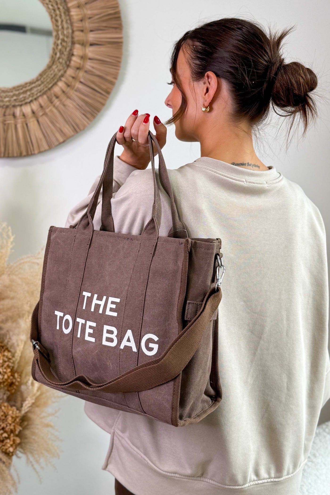 Sac Tote Bag Jeans Brun Modèle Moyen (15315035881797)