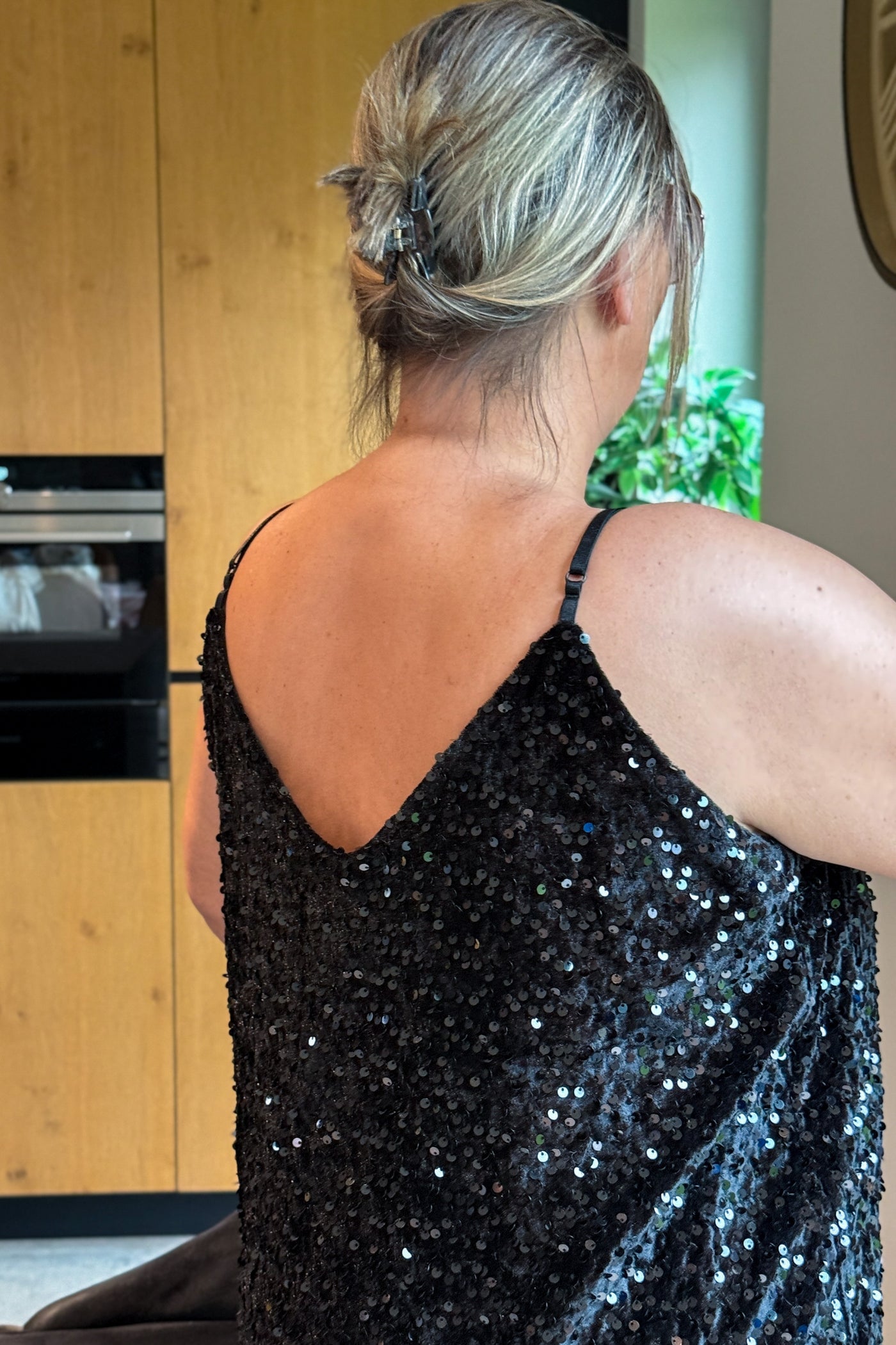 Top Cordelia Velours à Sequins Noir GT