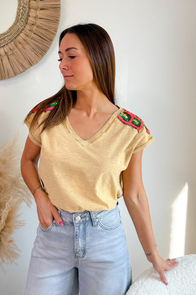 T-Shirt Lotus Camel Délavé (15046718390597)
