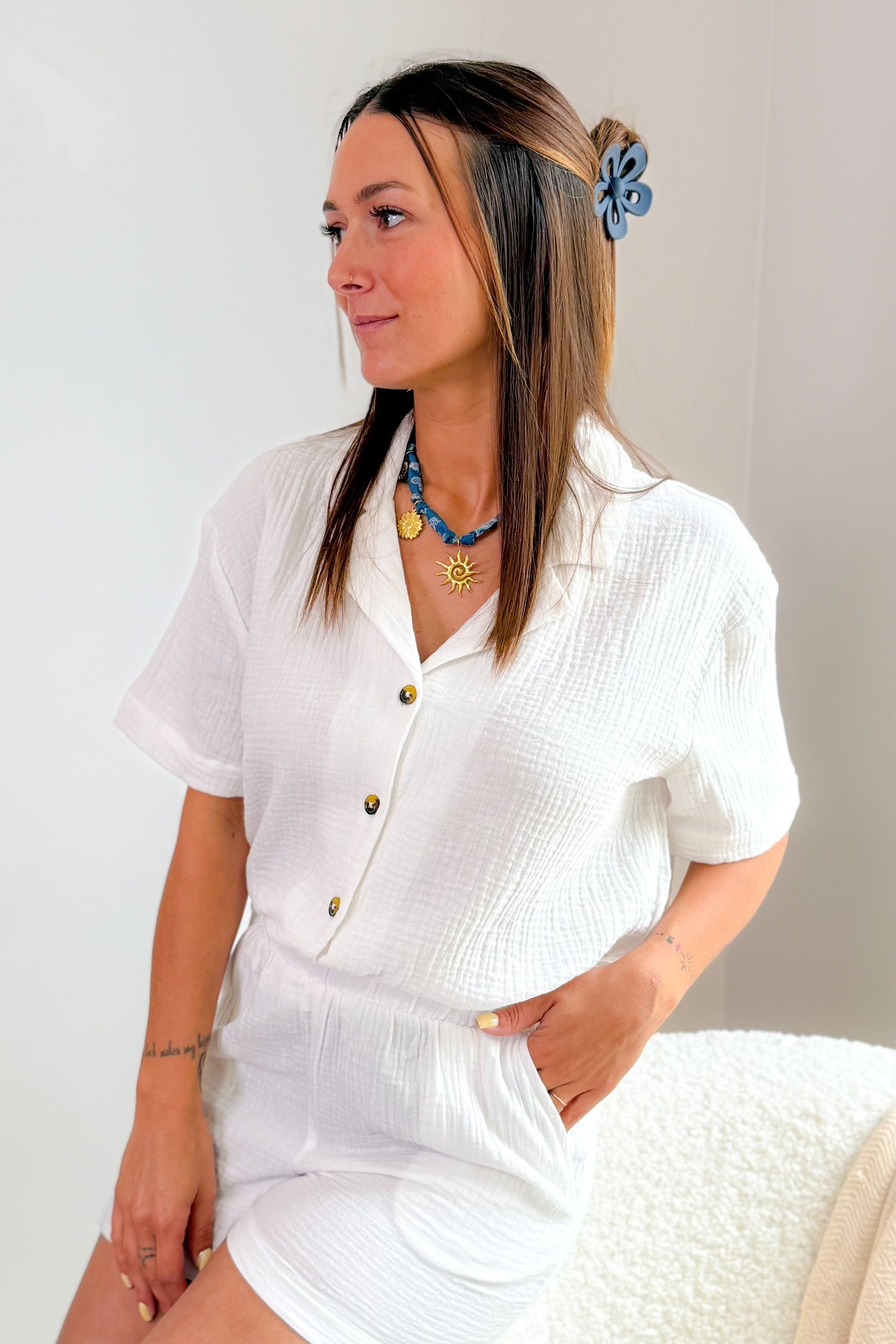 Chemise Gaze De Coton Theis Blanc JDY (15054842069317)