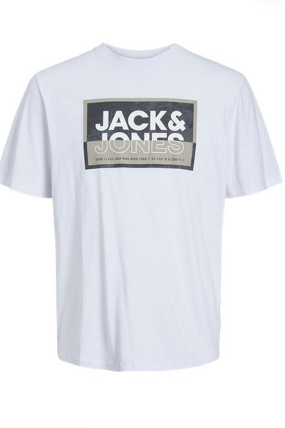 T-Shirt JCOLOGAN TEE SS CREW NECK SS24 Blanc (8766420549957)