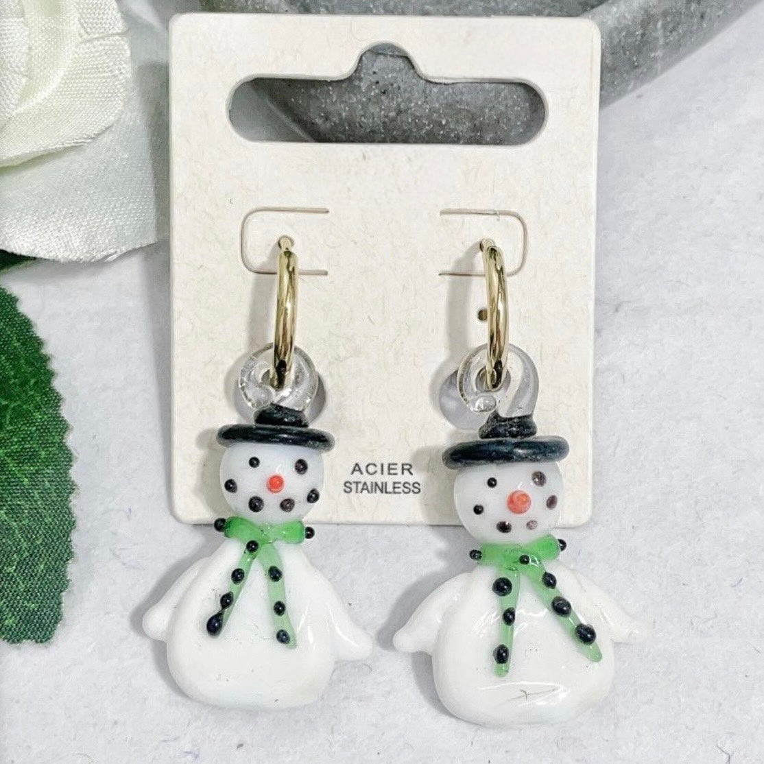 Boucle D'Oreille De Noël Bonhomme De Neige
