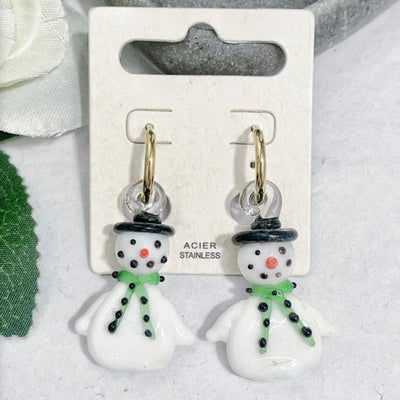 Boucle D'Oreille De Noël Bonhomme De Neige
