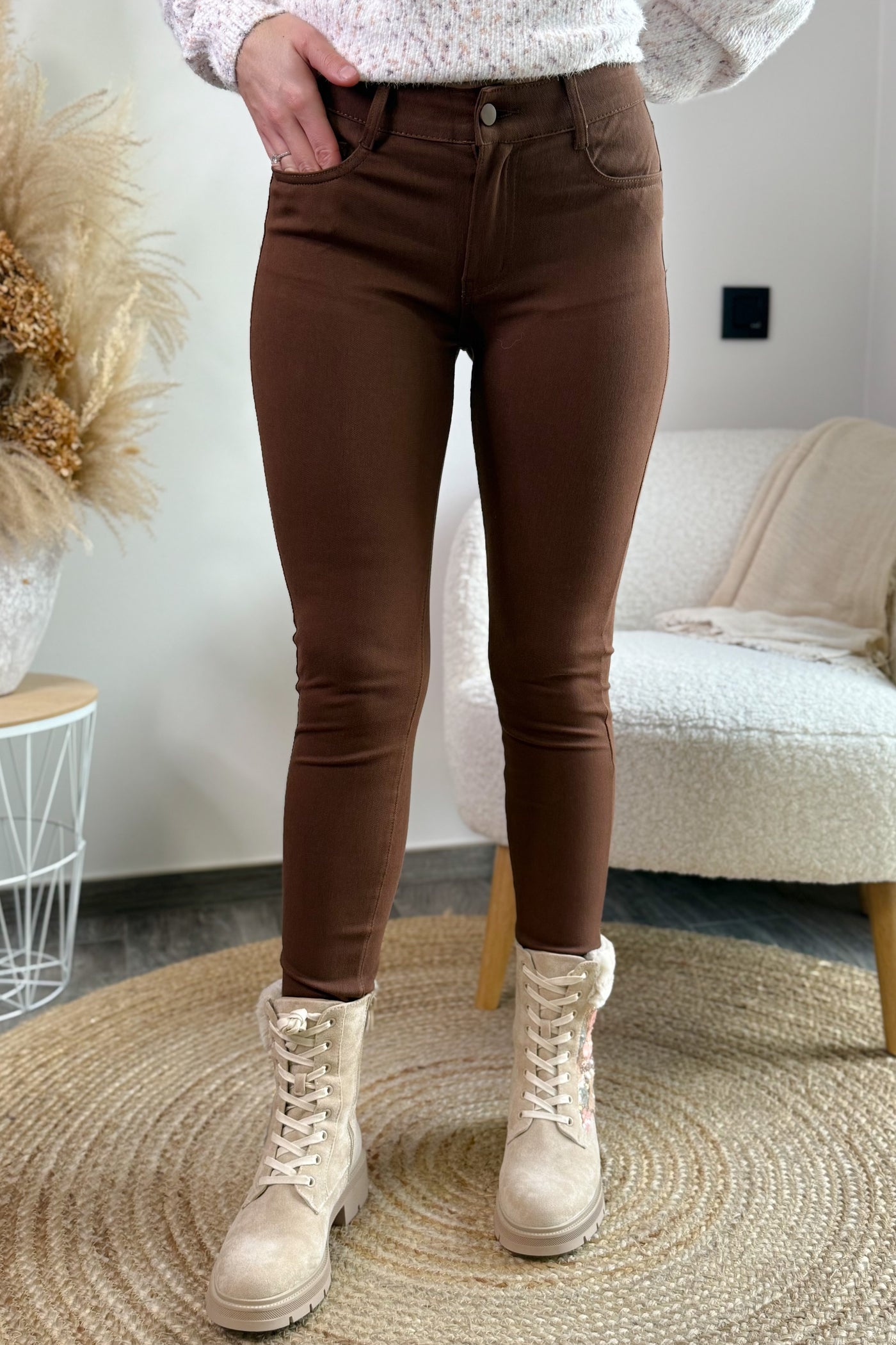 Pantalon Style Legging Brun