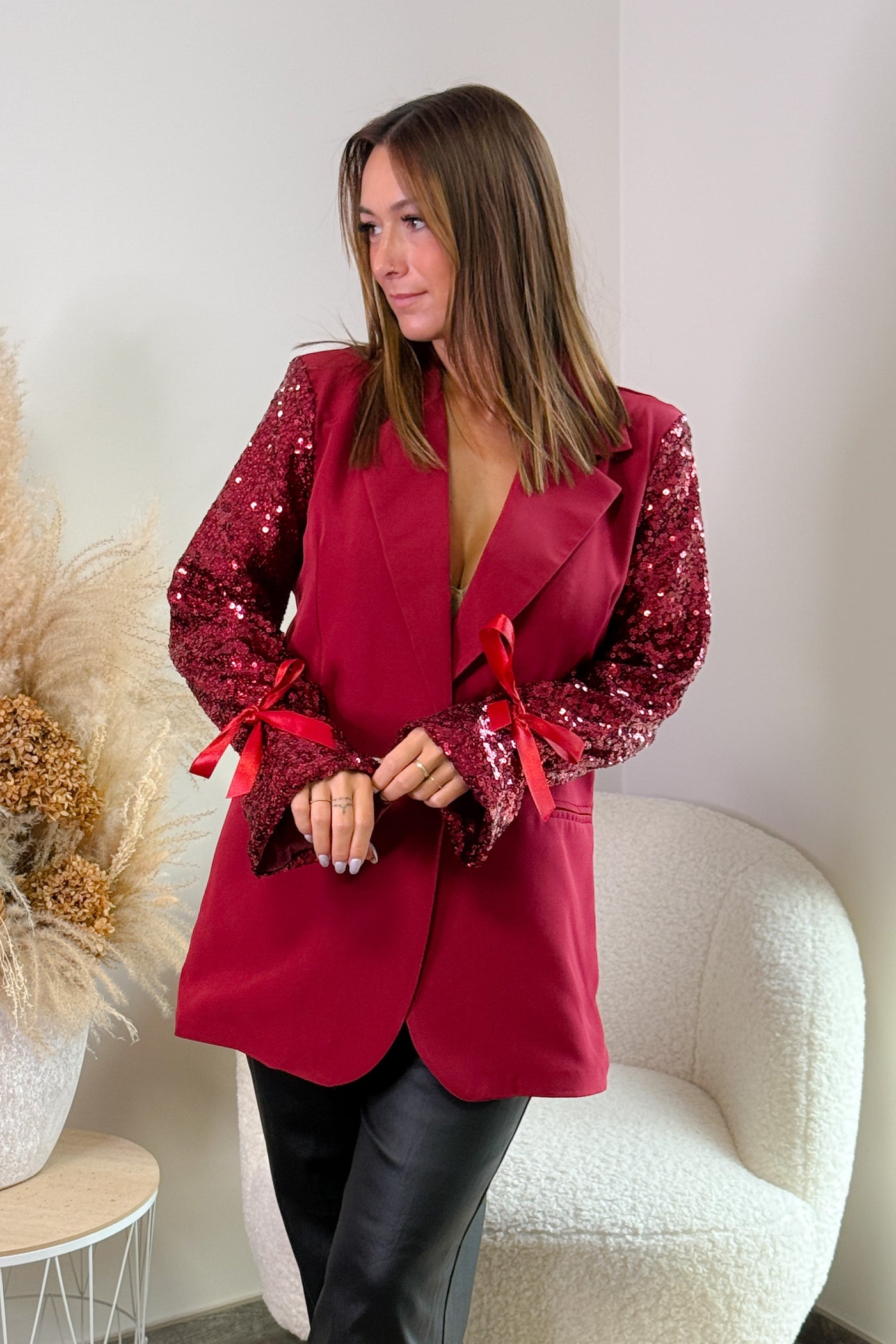 Blazer Prya Bordeaux Manches Sequins (14820510630213)