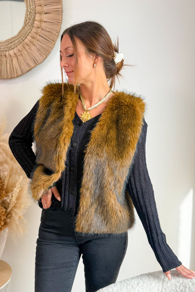 Gilet Fausse Fourrure Brun (15197677617477)