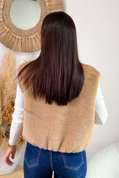 Gilet Sans Manches Fausse Fourrure Esther Camel