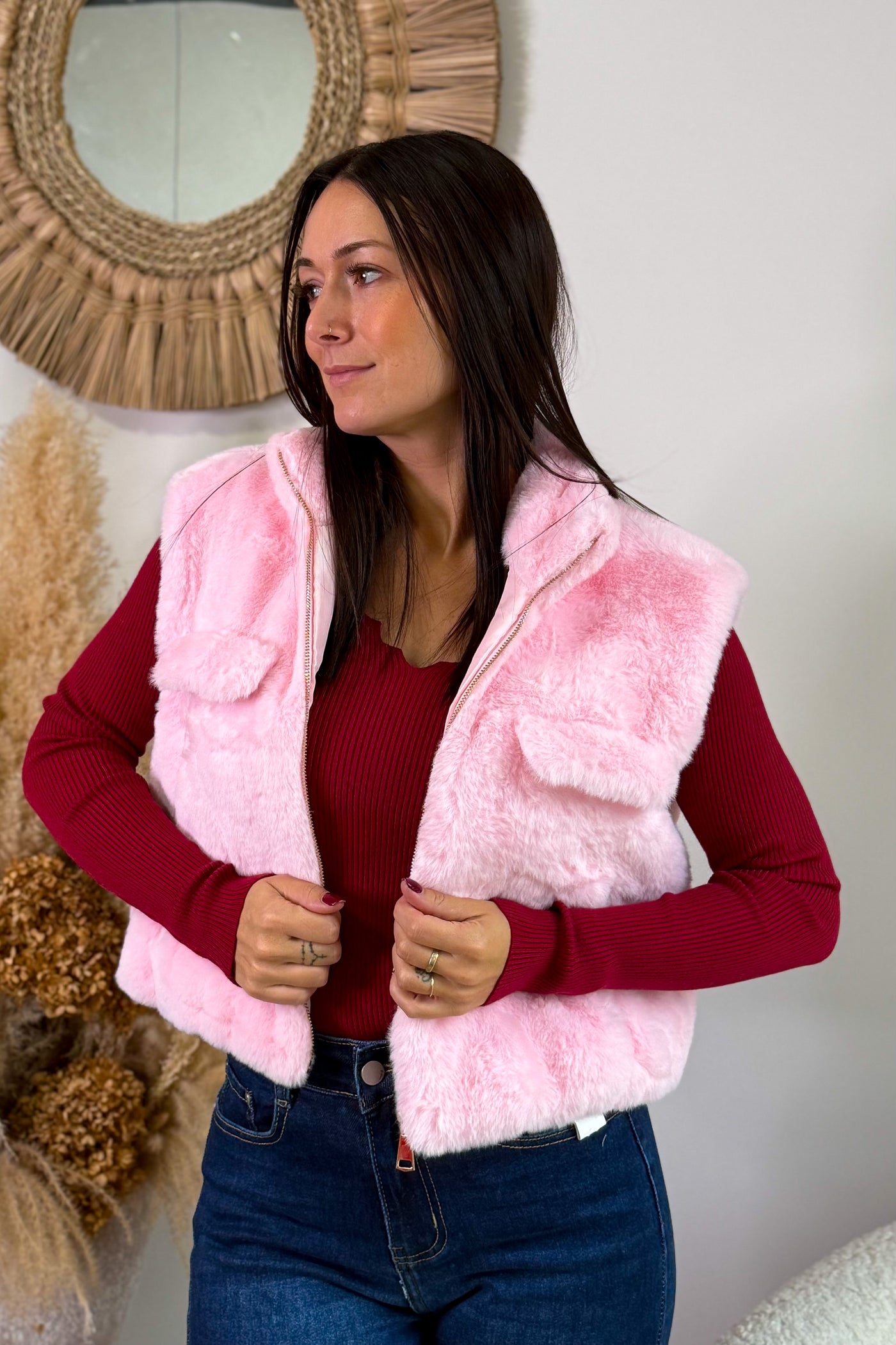 Gilet Sans Manches Fausse Fourrure Esther Rose