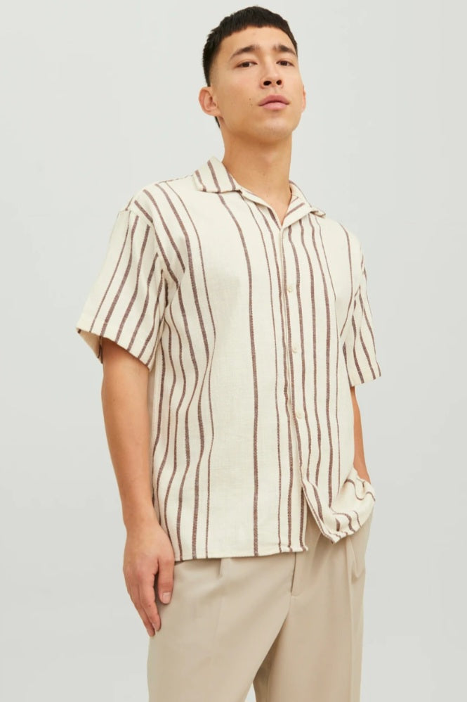 Chemise JORCABANA STRIPE SHIRT Brun/Blanc (8620081807685)