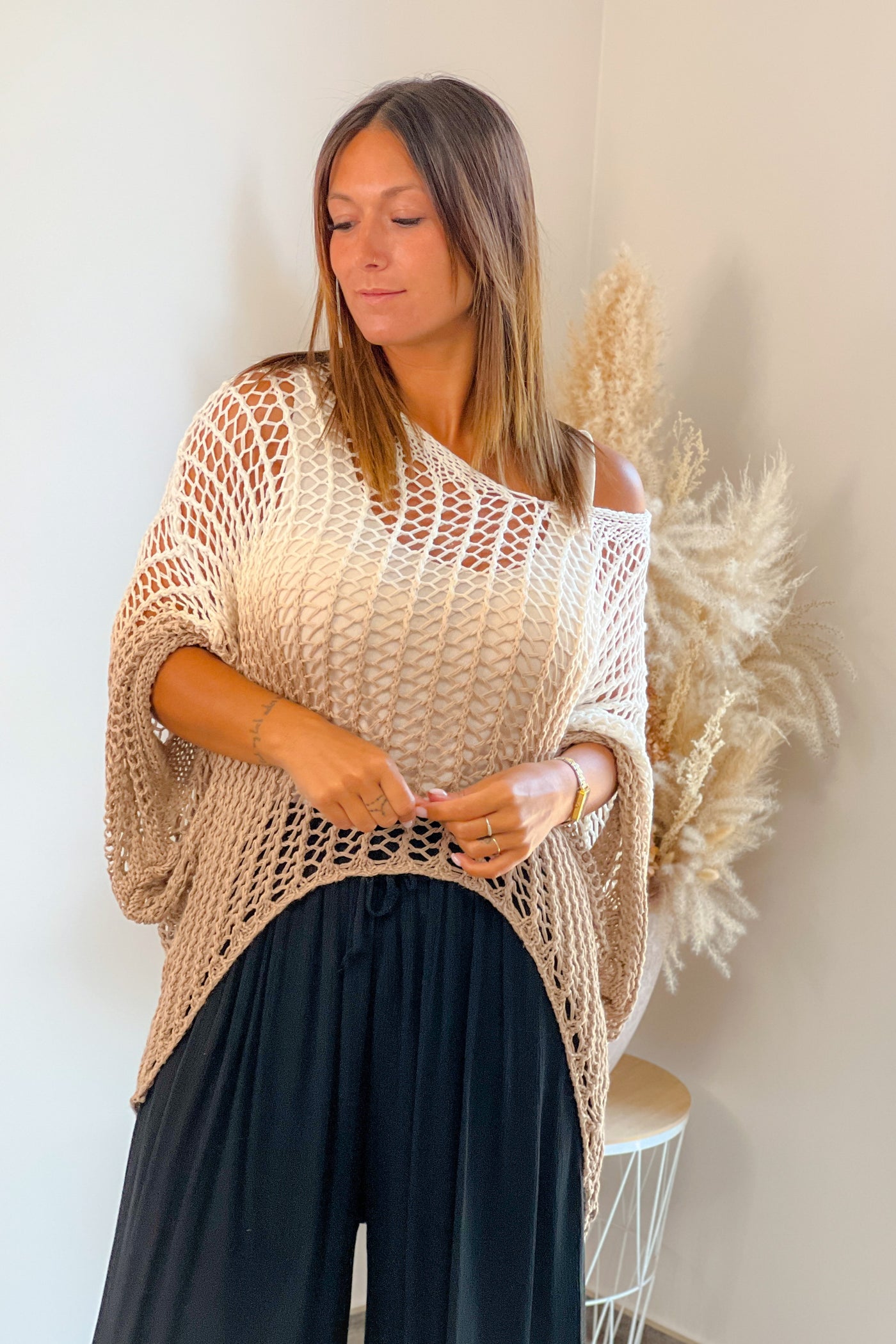 Pull Maille Ample Mona Taupe (8586110632261)