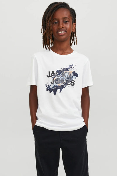 T-Shirt JJNELSON TEE SS CREW NECK JNR Blanc (8615622279493)