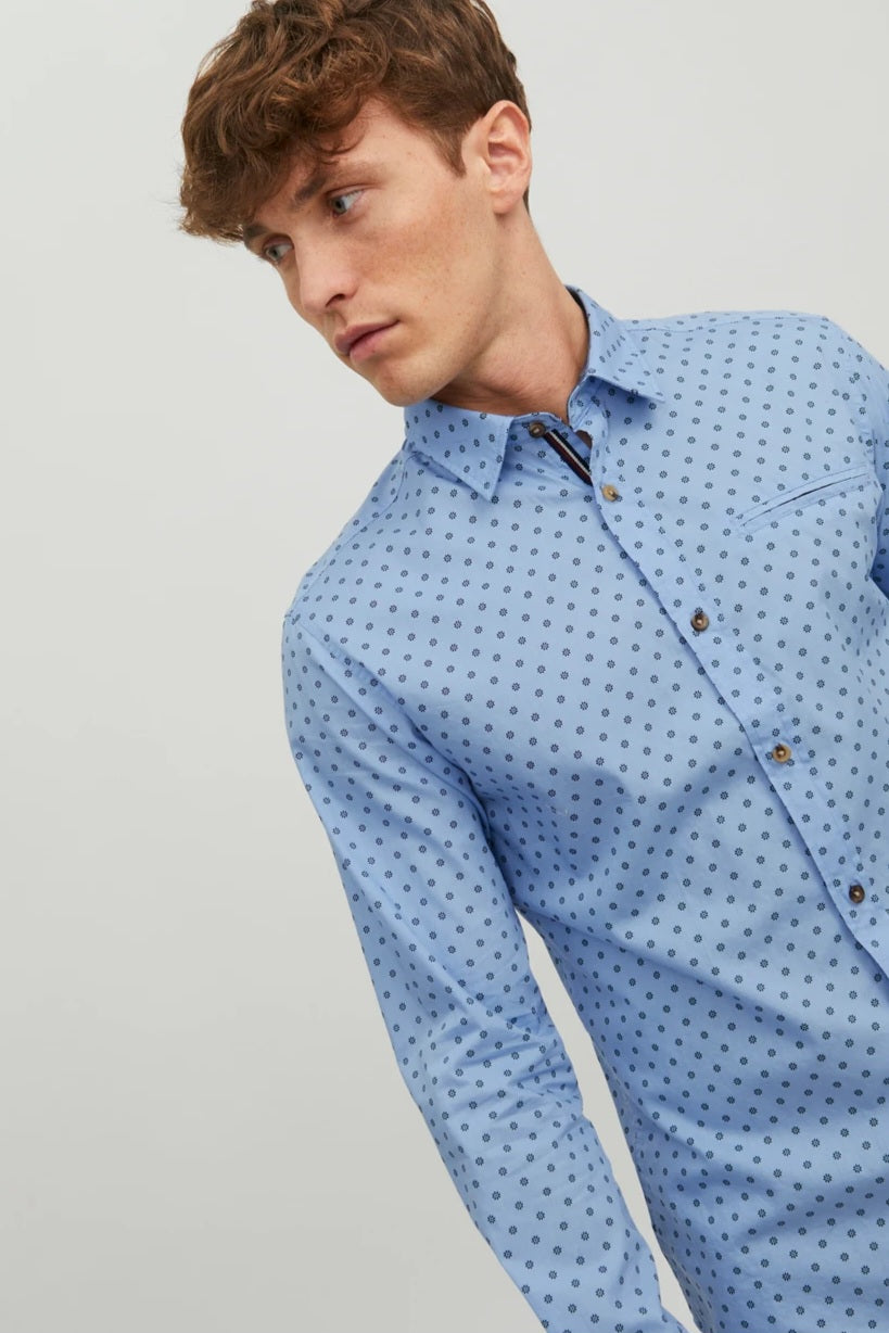 Chemise JJETREKOTA DETAIL SHIRT LS SN bleue (8540375155013)