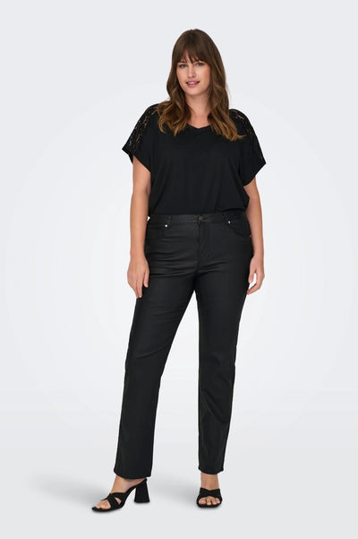 Pantalon CARAUGUSTA STRAIGHT Huilé Noir longueur (8667603009861)